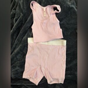 SKIMS Light Pink boxer tank set